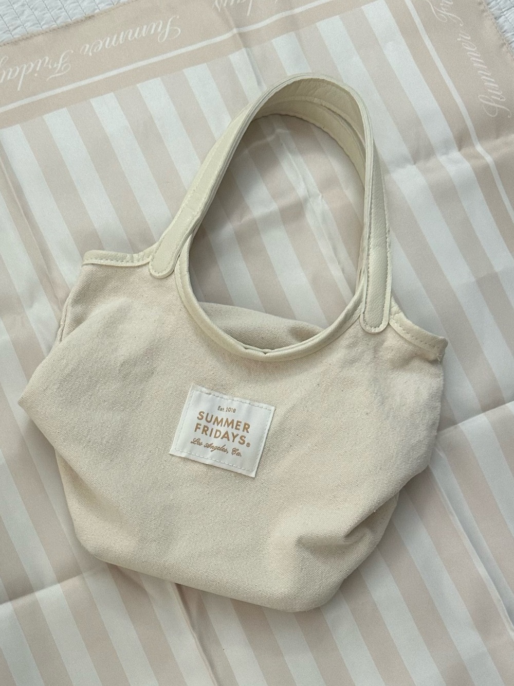 Summer Fridays Cream Cotton Canvas Tote
